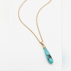 Turquoise Teardrop Pendant Necklace 18K Gold over Sterling Silver